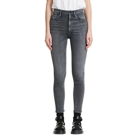 Agolde Roxanne Super High Rise Skinny Denim Jeans  Grey Wash Size 27 Zipper Fly - Picture 1 of 7